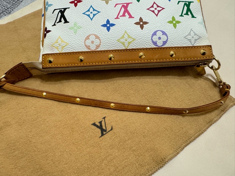 耶誕跨年優惠中🎄LV村上隆白三彩麻將包/LV麻將包/LV卯釘麻將包 Louis Vuitton/路易威登/LV Vintage/LV中古包/LV肩背包-42