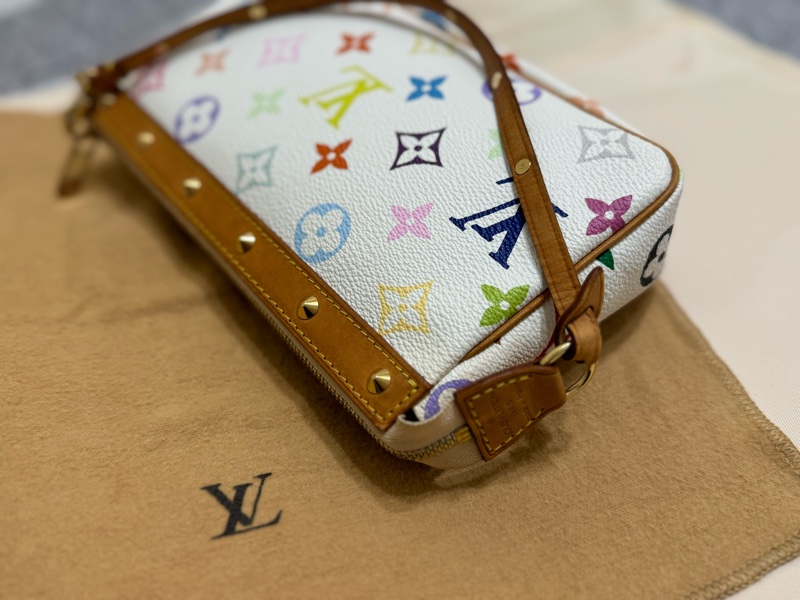 耶誕跨年優惠中🎄LV村上隆白三彩麻將包/LV麻將包/LV卯釘麻將包 Louis Vuitton/路易威登/LV Vintage/LV中古包/LV肩背包-44