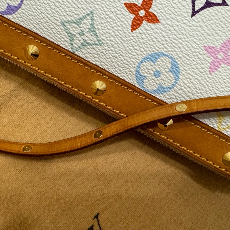 耶誕跨年優惠中🎄LV村上隆白三彩麻將包/LV麻將包/LV卯釘麻將包 Louis Vuitton/路易威登/LV Vintage/LV中古包/LV肩背包-49