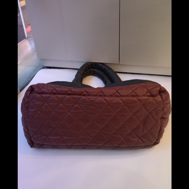 Chanel 黑拼暗紅皮革雙面托特包 cocoon tote-9