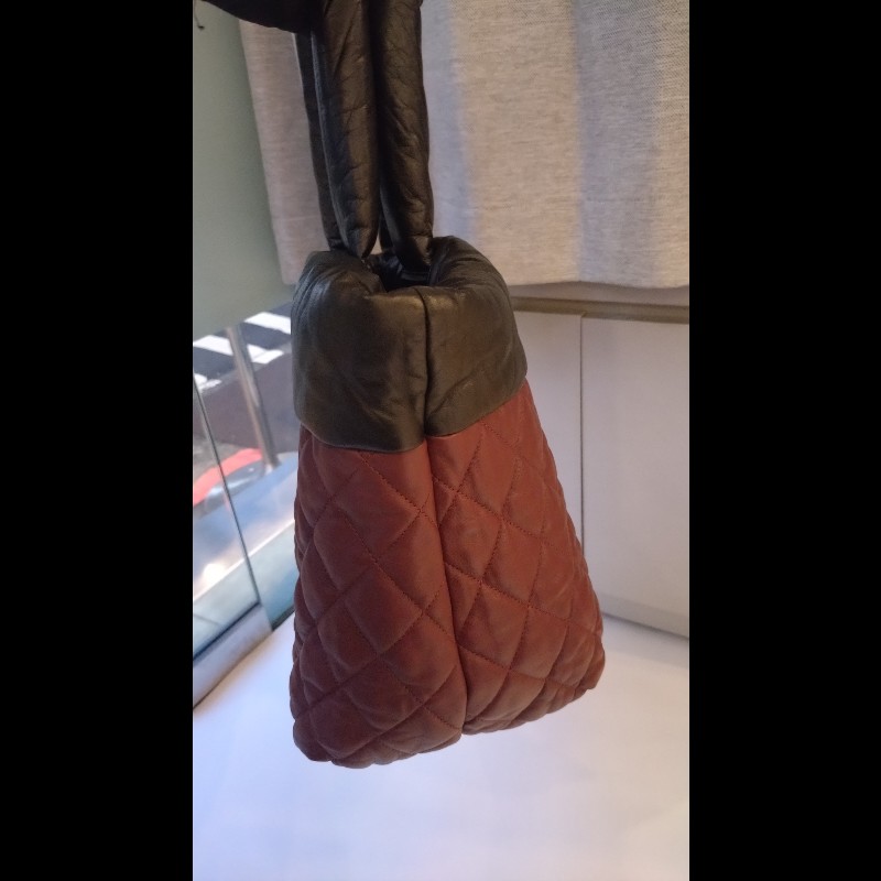Chanel 黑拼暗紅皮革雙面托特包 cocoon tote-11