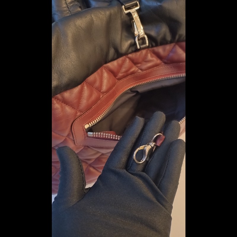 Chanel 黑拼暗紅皮革雙面托特包 cocoon tote-17