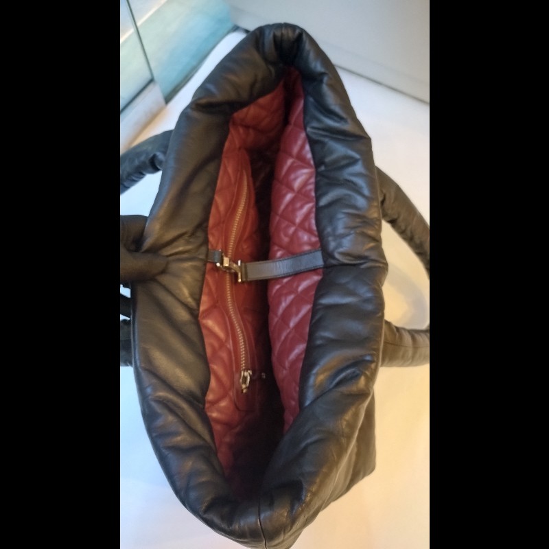 Chanel 黑拼暗紅皮革雙面托特包 cocoon tote-18