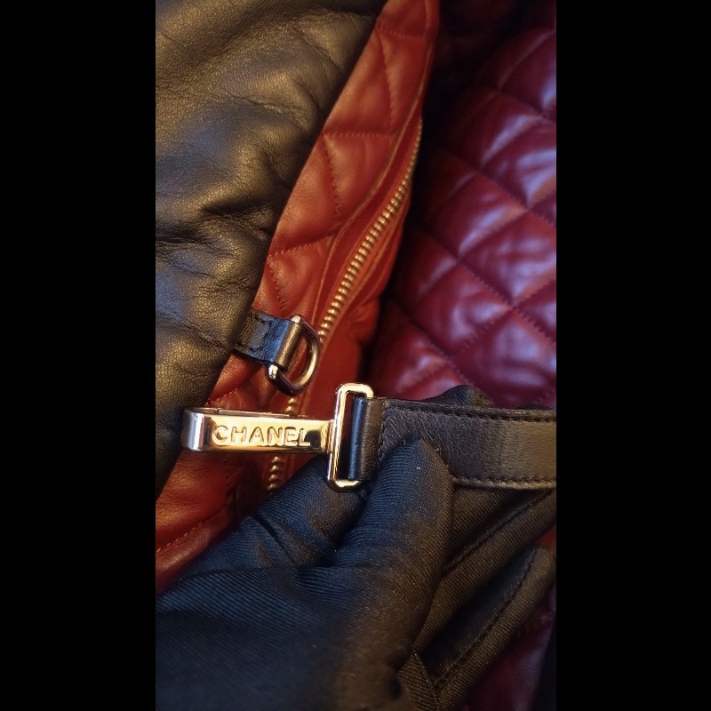 Chanel 黑拼暗紅皮革雙面托特包 cocoon tote-20