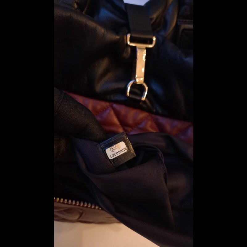 Chanel 黑拼暗紅皮革雙面托特包 cocoon tote-23