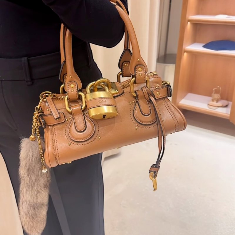 🎊佳節特賣🎁Chloé Paddington 小款水牛皮鎖頭包 野馬棕色-2