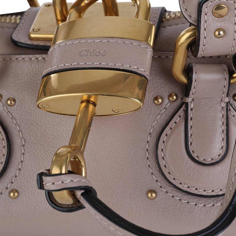 🎊佳節特賣🎁Chloé Paddington 小款水牛皮鎖頭包 餅乾粉色-7