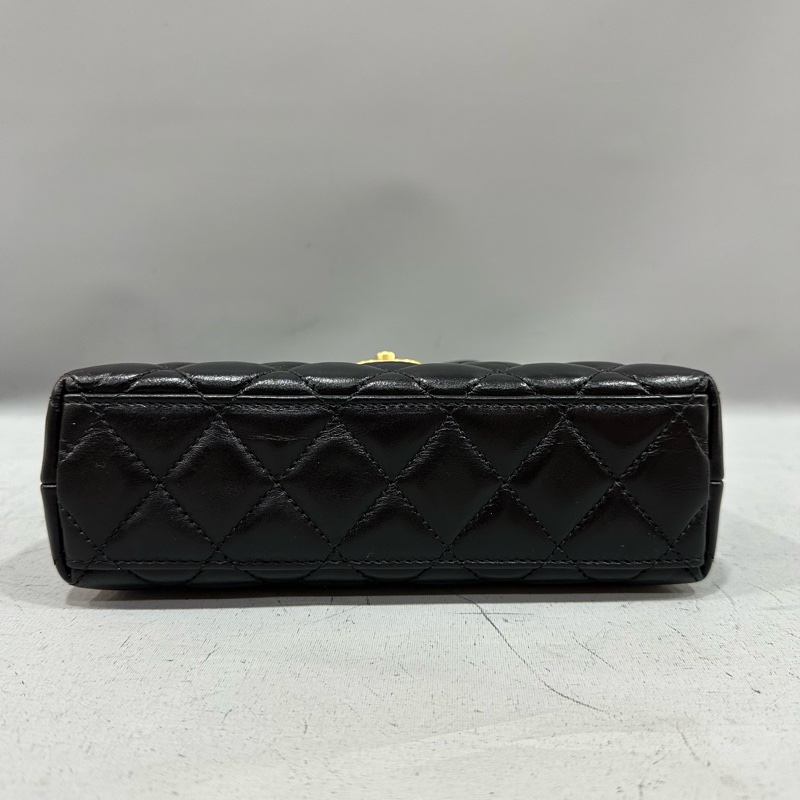 chanel AS4416 黑羊皮金釦Kelly 斜背包-4