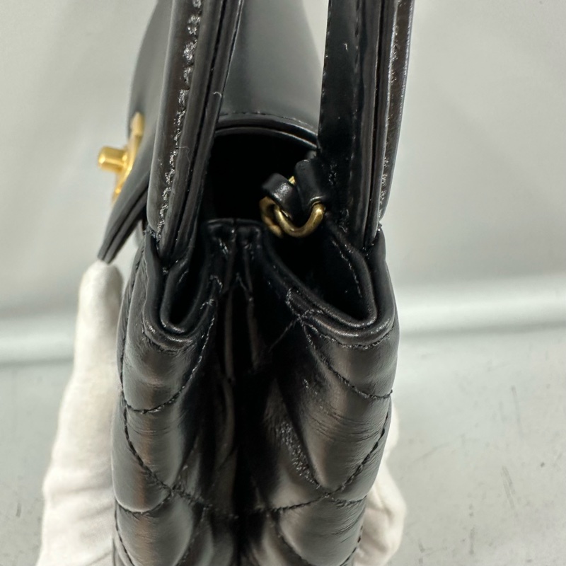 chanel AS4416 黑羊皮金釦Kelly 斜背包-11