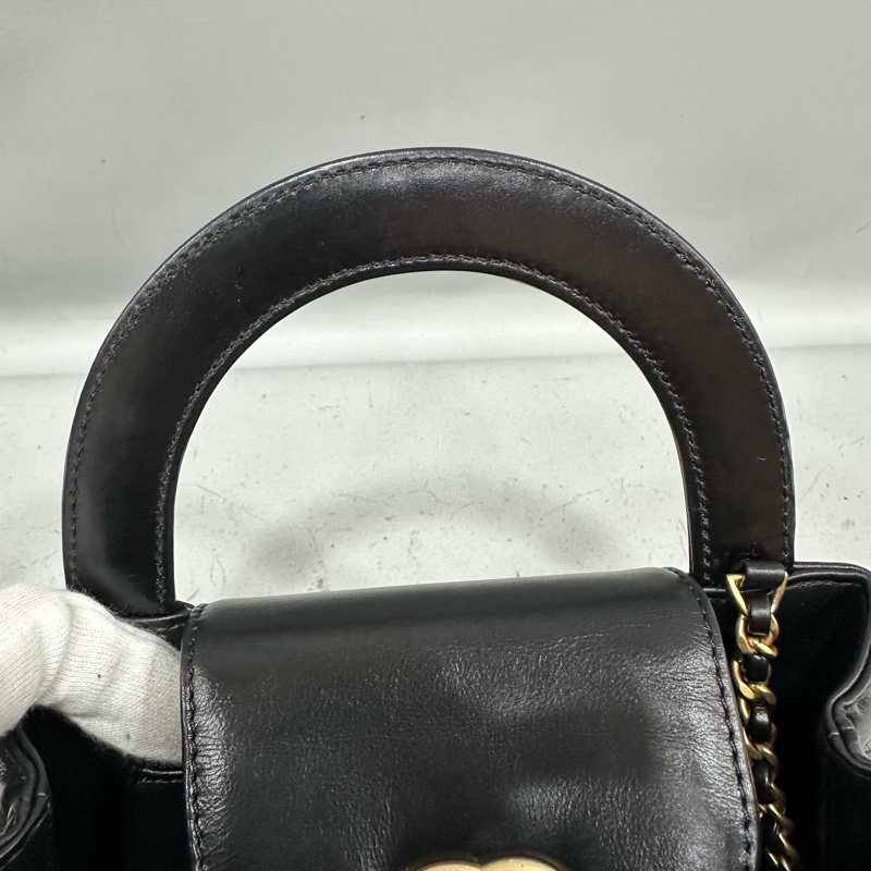 chanel AS4416 黑羊皮金釦Kelly 斜背包-14