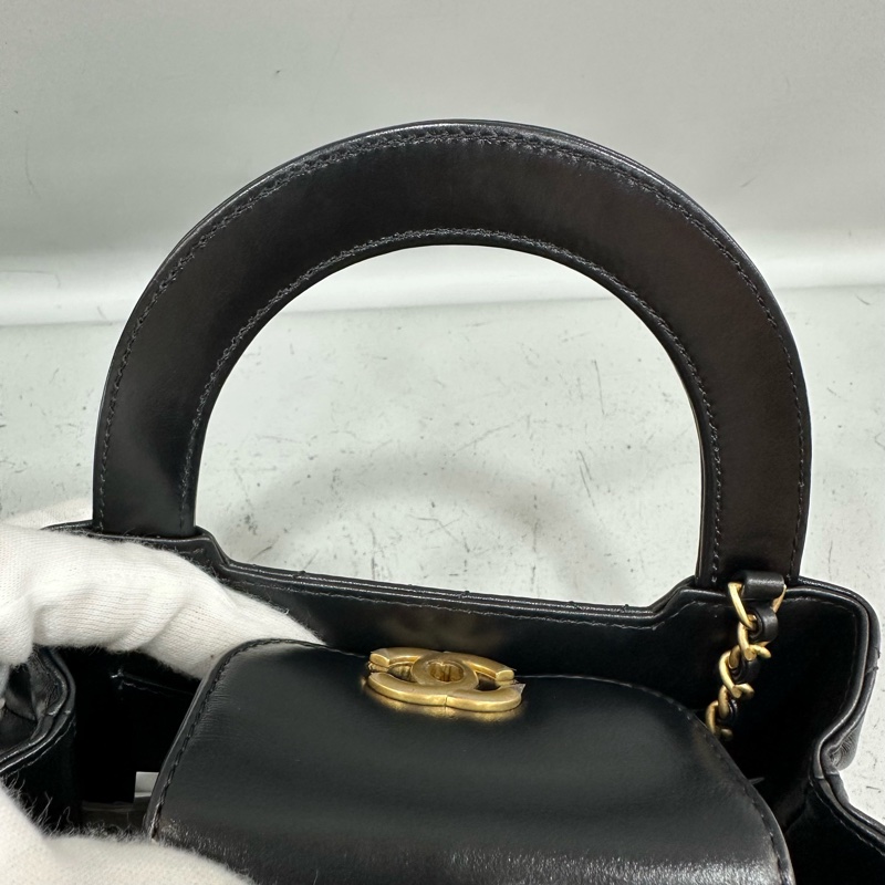 chanel AS4416 黑羊皮金釦Kelly 斜背包-15