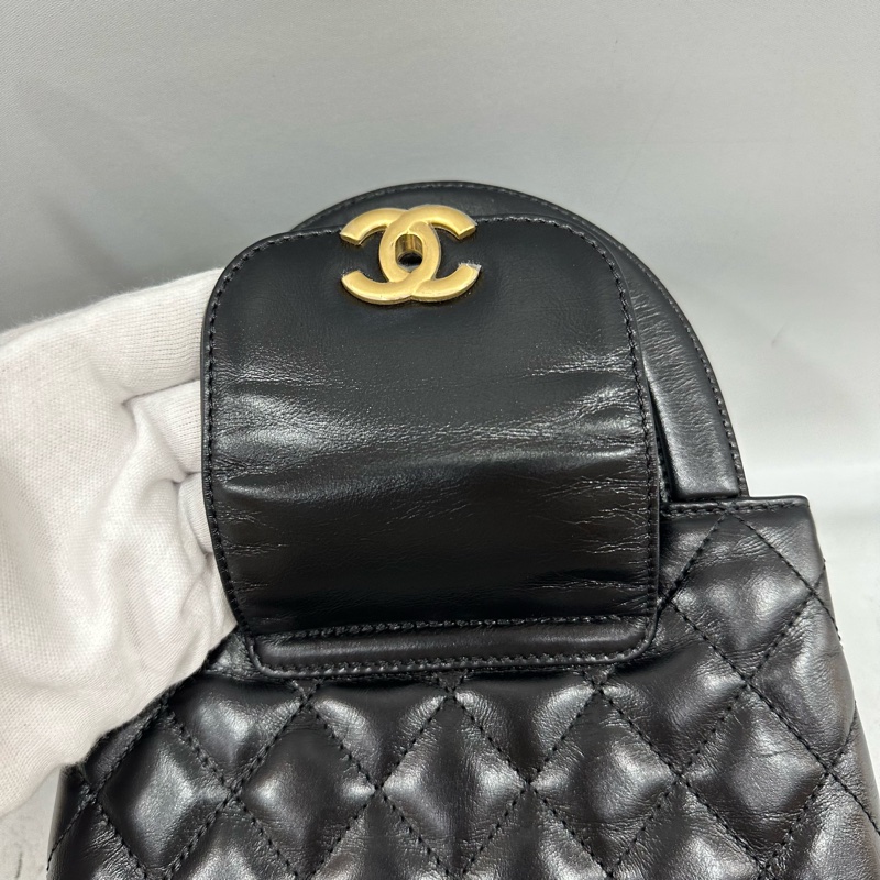 chanel AS4416 黑羊皮金釦Kelly 斜背包-16