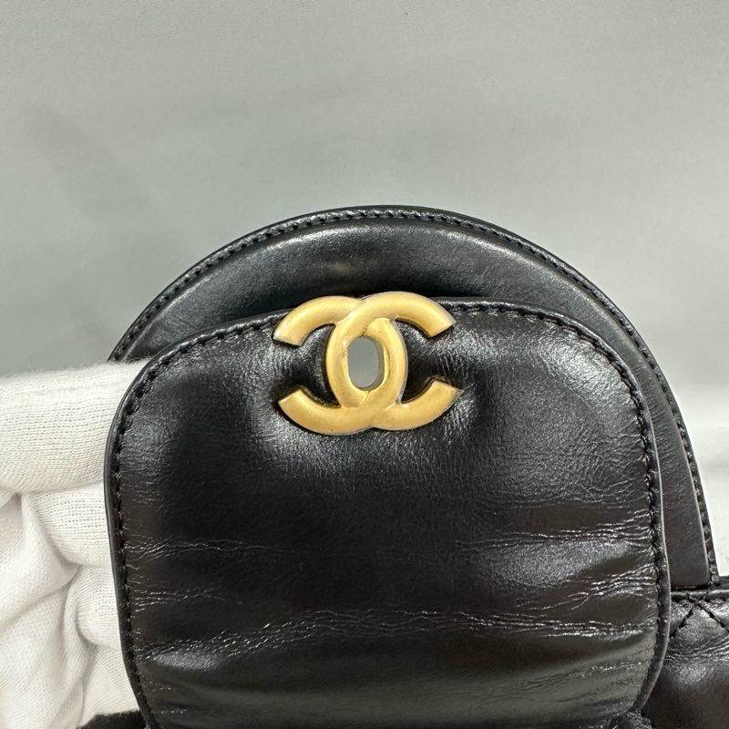 chanel AS4416 黑羊皮金釦Kelly 斜背包-17