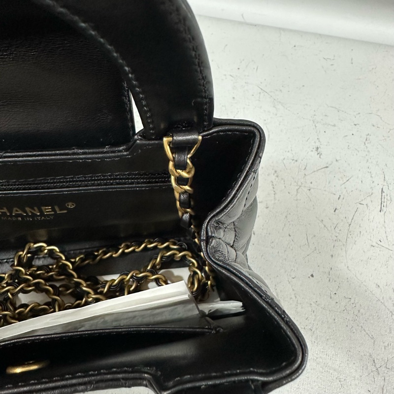 chanel AS4416 黑羊皮金釦Kelly 斜背包-18