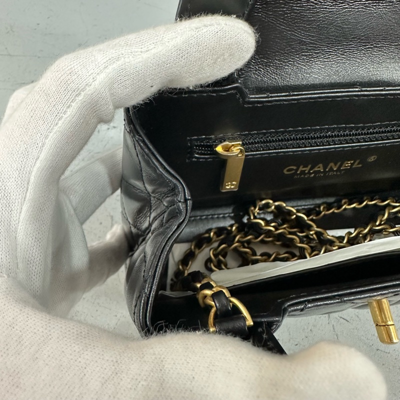 chanel AS4416 黑羊皮金釦Kelly 斜背包-19