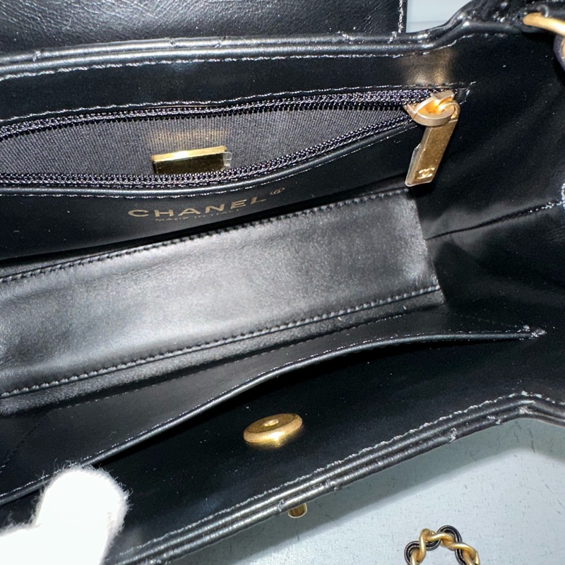 chanel AS4416 黑羊皮金釦Kelly 斜背包-23