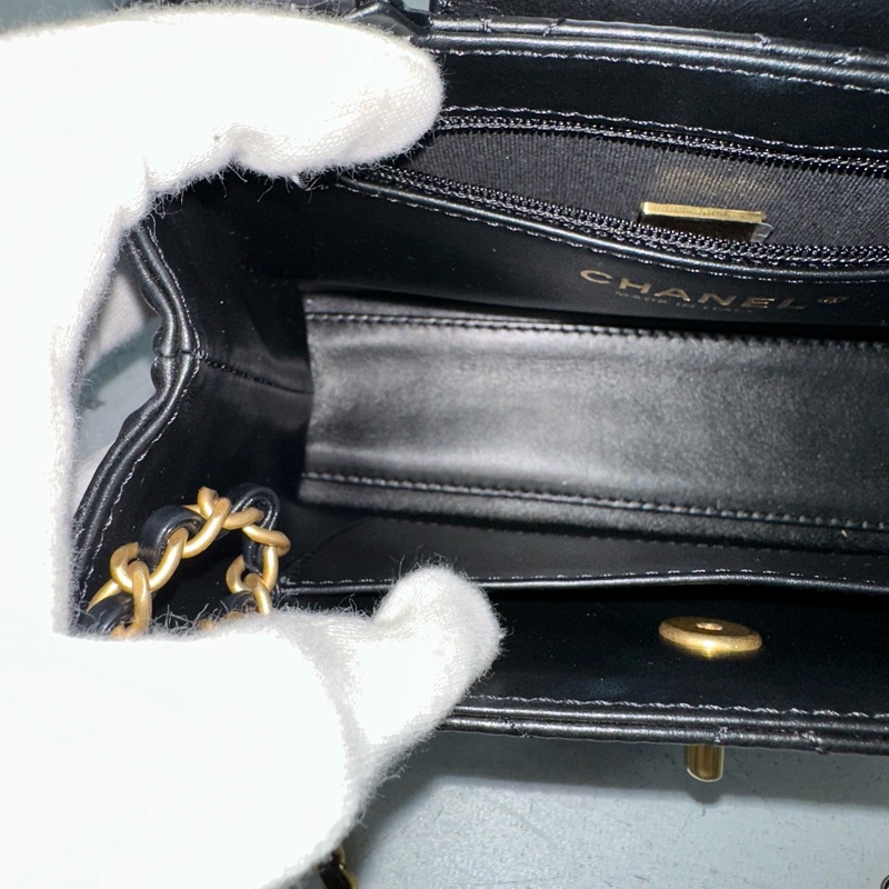 chanel AS4416 黑羊皮金釦Kelly 斜背包-24