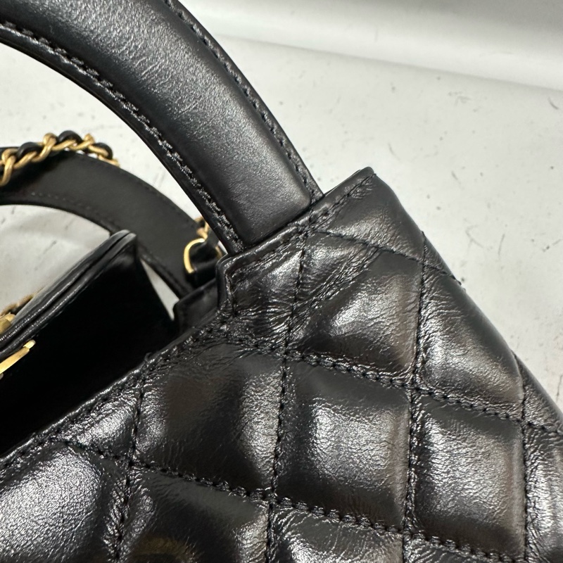 chanel AS4416 黑羊皮金釦Kelly 斜背包-27