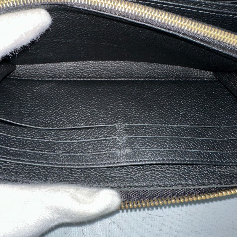 LV M61864 黑牛皮壓紋金釦拉鏈長夾-40