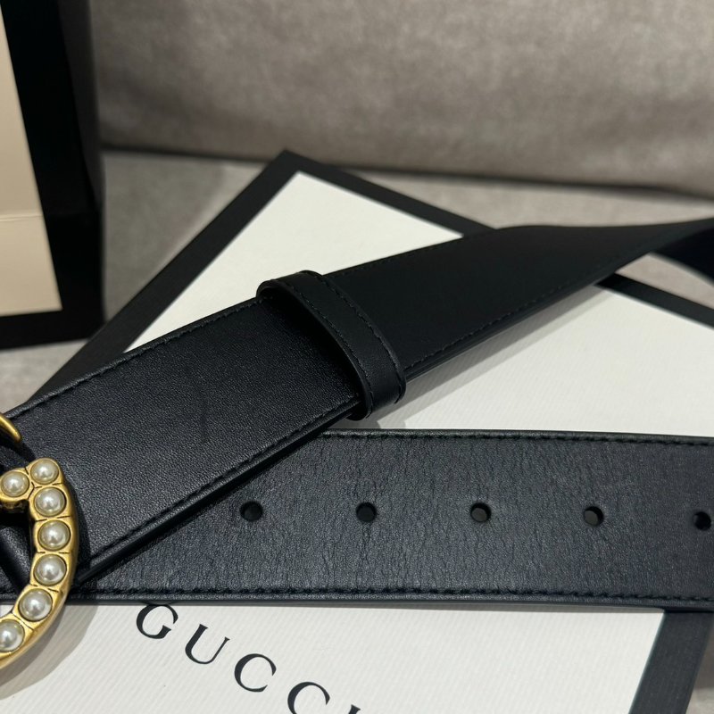 *SHIHNA名牌精品* GUCCI 珍珠雙G搭扣皮帶-4