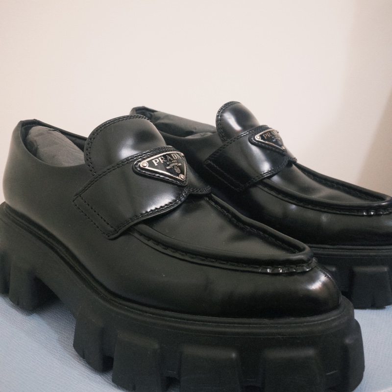 Prada Monolith 拋光皮革厚底便鞋|36|有盒有防塵袋|少穿-1