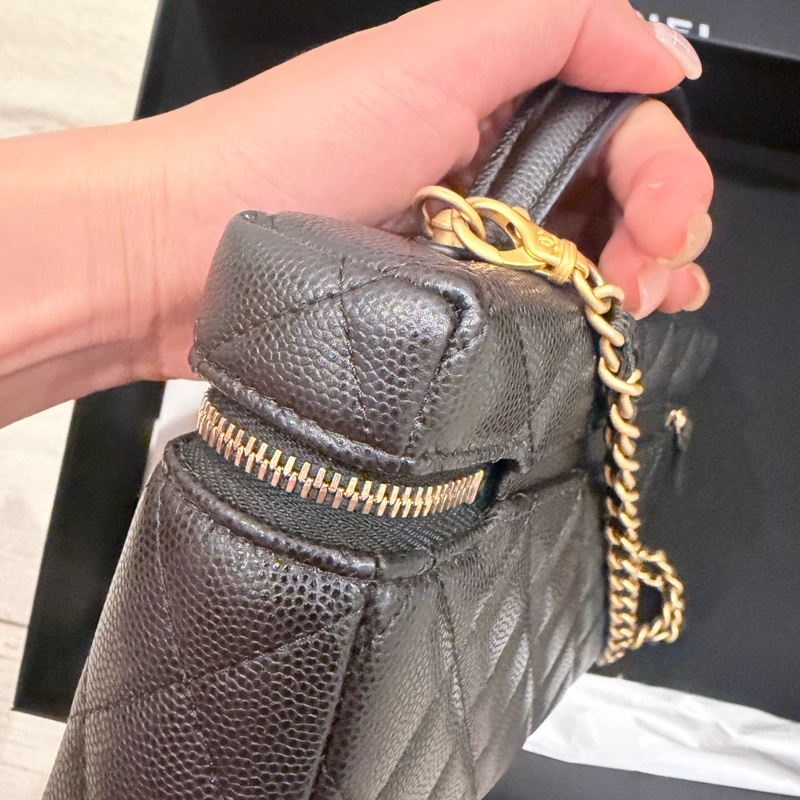 Chanel 25p黑金荔枝 拉絲金釦LP飯盒包 超爆款-15
