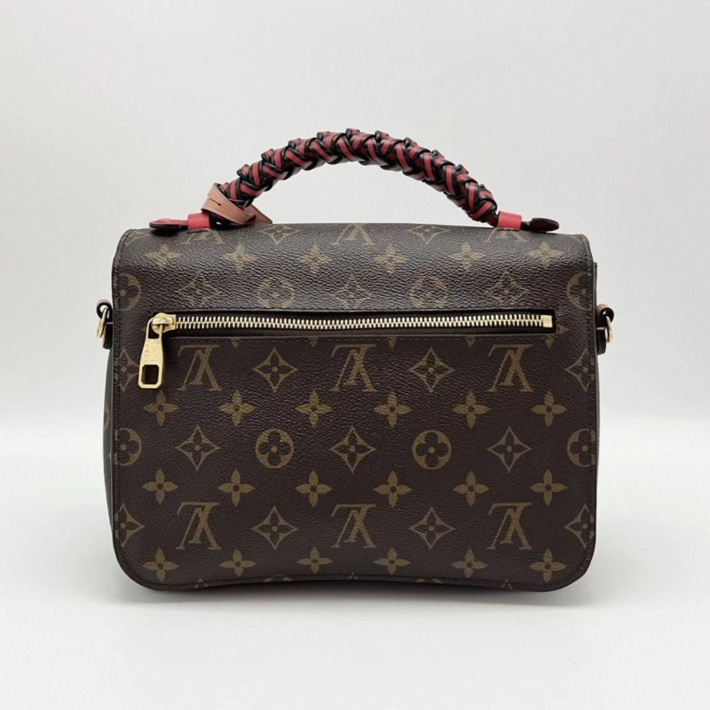 LV編織手柄老花拼皮郵差手提肩背斜背包24.5*18*7 98新配件塵袋-1