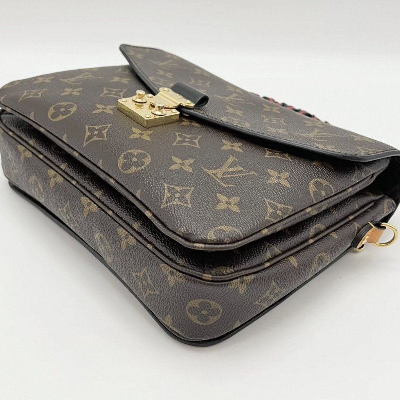 LV編織手柄老花拼皮郵差手提肩背斜背包24.5*18*7 98新配件塵袋-2