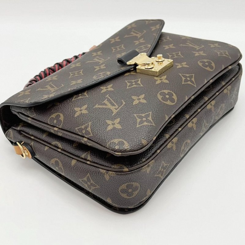 LV編織手柄老花拼皮郵差手提肩背斜背包24.5*18*7 98新配件塵袋-3