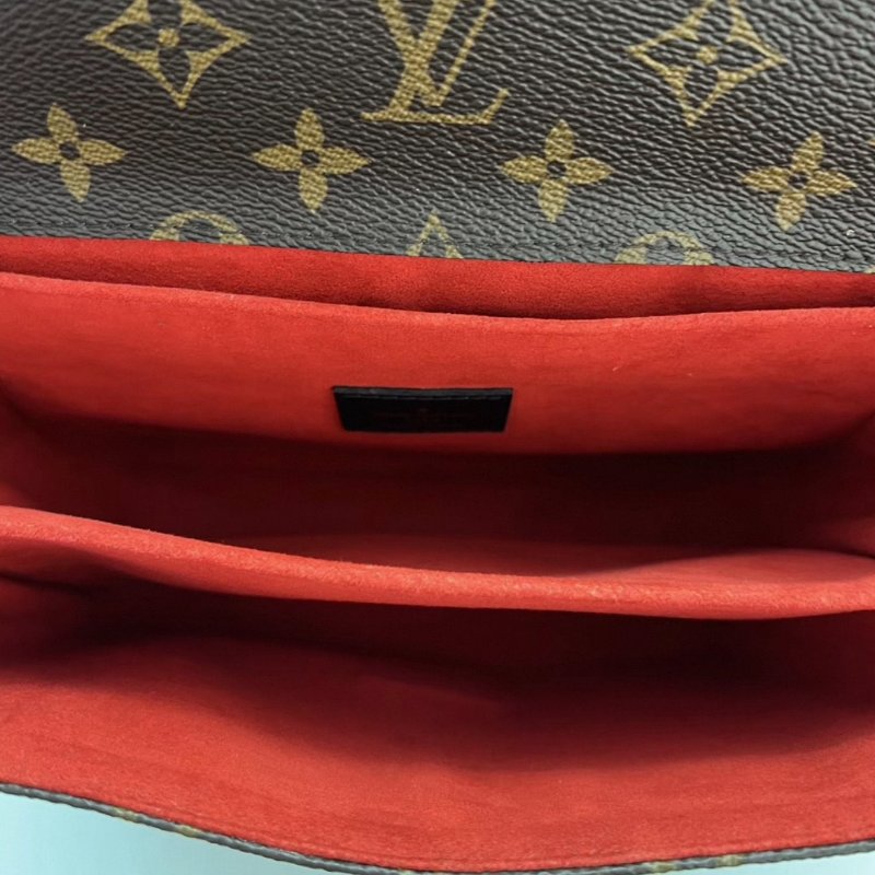 LV編織手柄老花拼皮郵差手提肩背斜背包24.5*18*7 98新配件塵袋-5