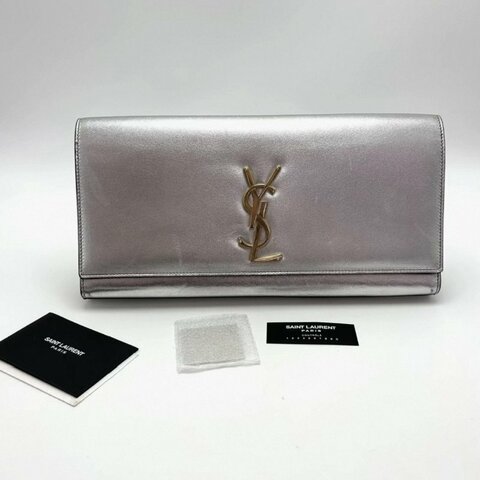 YSL銀色金扣手拿晚宴包27*13.5*4 98新