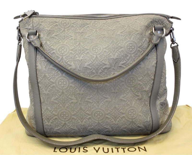 【年終限時八折特價 】 Louis Vuitton Monogram Antheia Ixia GM 灰色安緹雅系列柔美刺繡小羊皮托特/旅行包-0