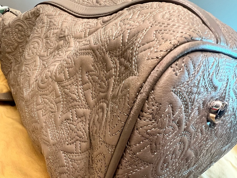 【年終限時八折特價 】 Louis Vuitton Monogram Antheia Ixia GM 灰色安緹雅系列柔美刺繡小羊皮托特/旅行包-11