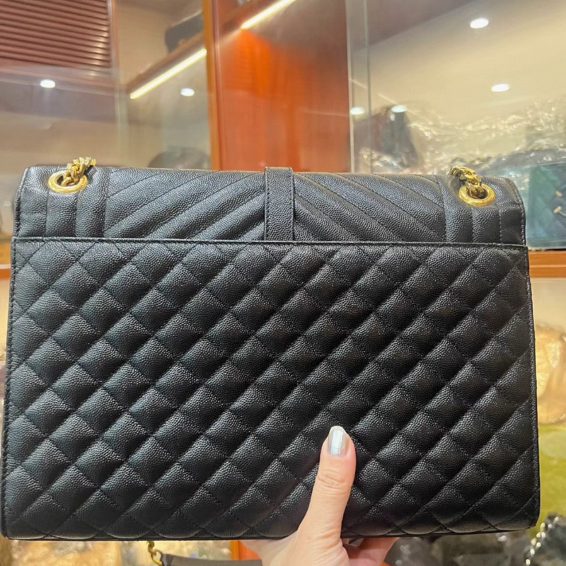 Ysl • Envelope 經典黑金荔枝牛皮郵差包 大號-3