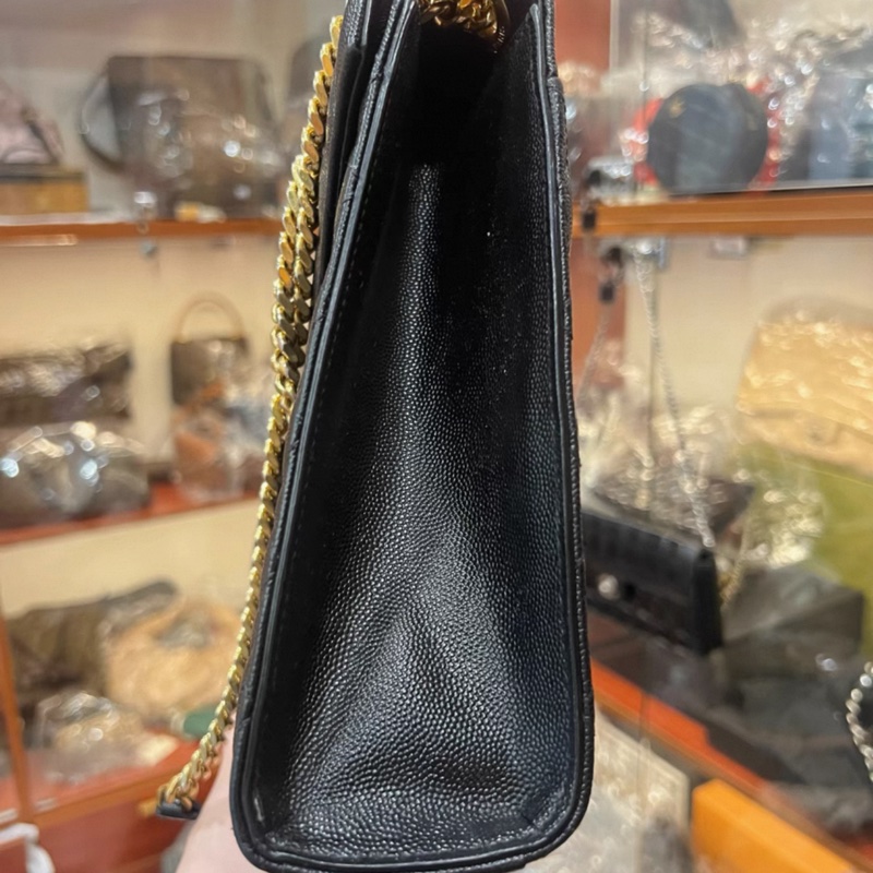 Ysl • Envelope 經典黑金荔枝牛皮郵差包 大號-6