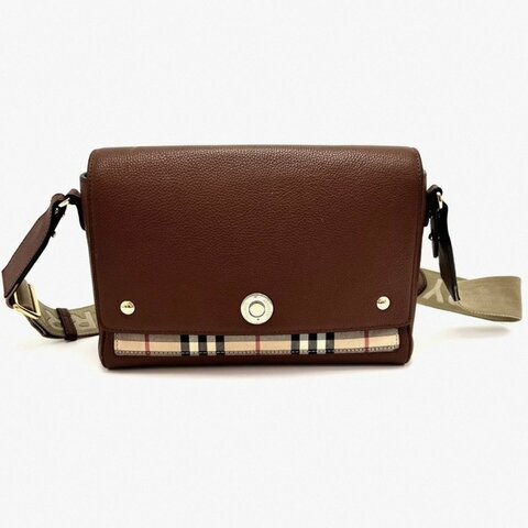 BURBERRY經典格紋拼皮郵差25*18*8 98新配件塵袋