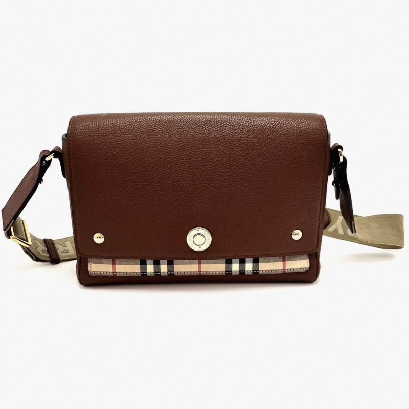 BURBERRY經典格紋拼皮郵差25*18*8 98新配件塵袋-0