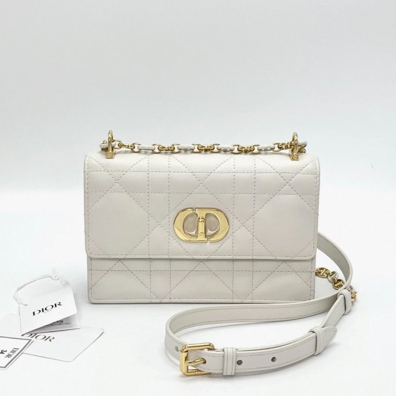 DIOR Miss Caro奶白色金扣迷你鏈條包19*12*6 98新配件塵袋-0