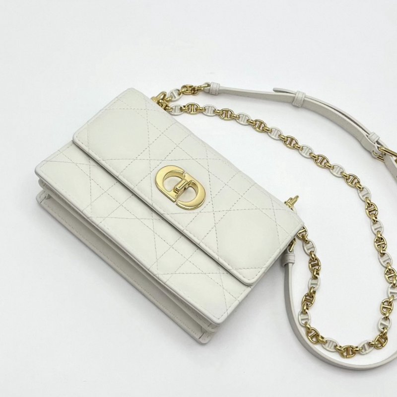 DIOR Miss Caro奶白色金扣迷你鏈條包19*12*6 98新配件塵袋-1
