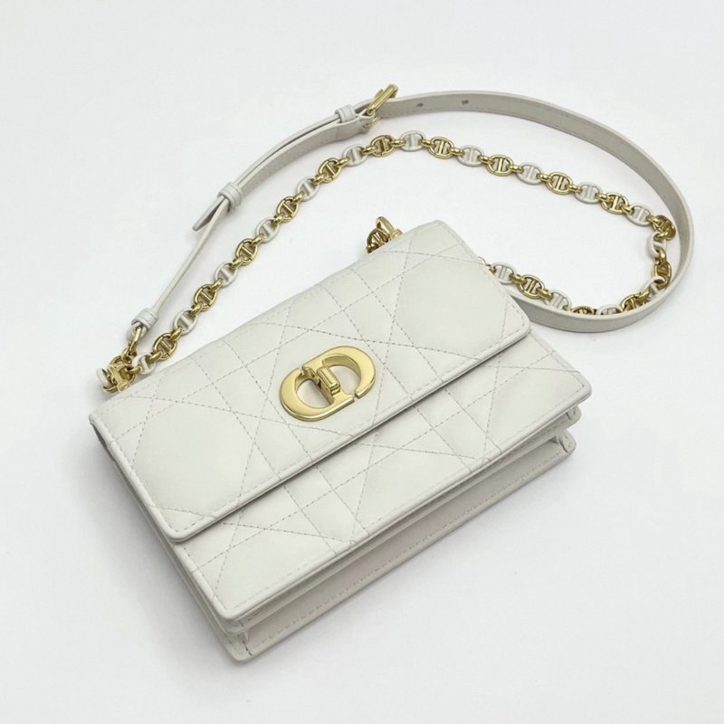 DIOR Miss Caro奶白色金扣迷你鏈條包19*12*6 98新配件塵袋-2