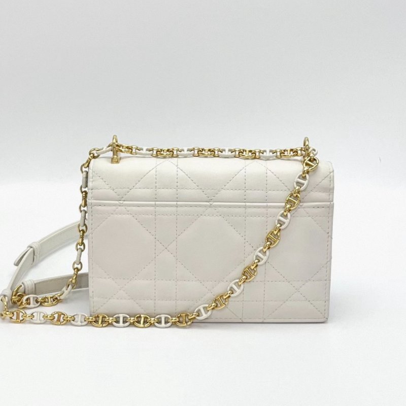 DIOR Miss Caro奶白色金扣迷你鏈條包19*12*6 98新配件塵袋-3