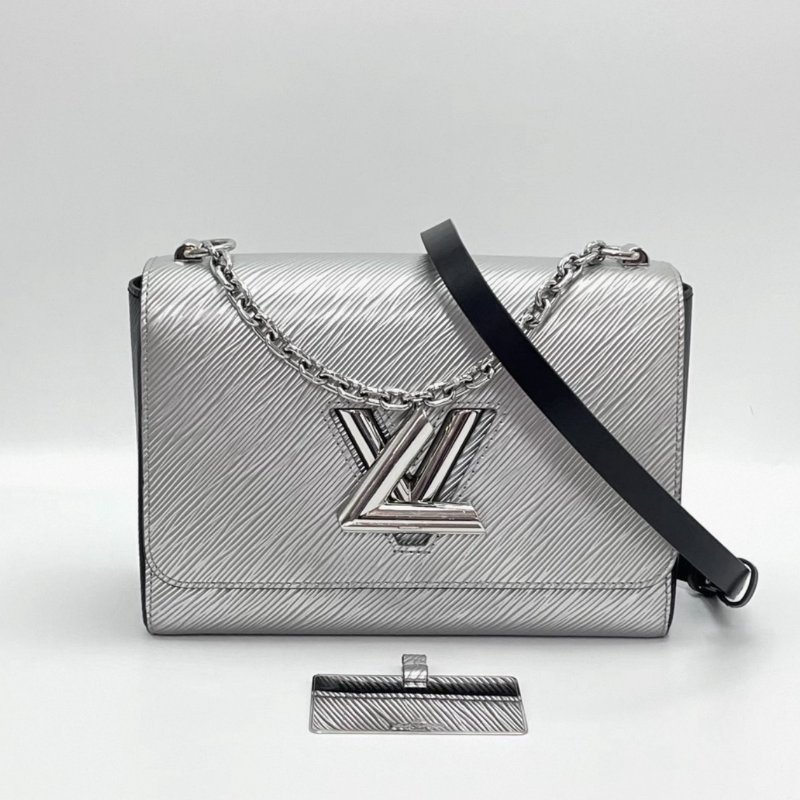 LV銀色銀扣 twist水波紋中號手提肩背包23*16*9 98新配件鏡子塵袋-0