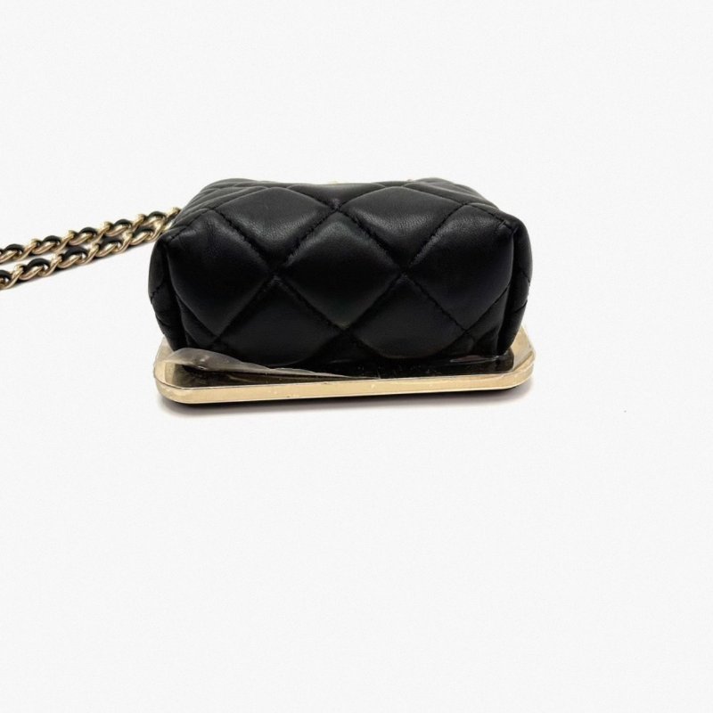 CHANEL黑金小羊皮肩背斜背蛙口包 10*13*5 98新配件盒子塵袋保卡-2