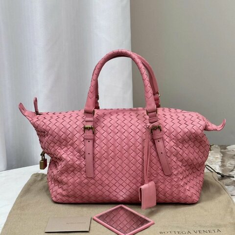 BV 粉色經典編織手提肩背包30*22*15 98新配件塵袋鏡子