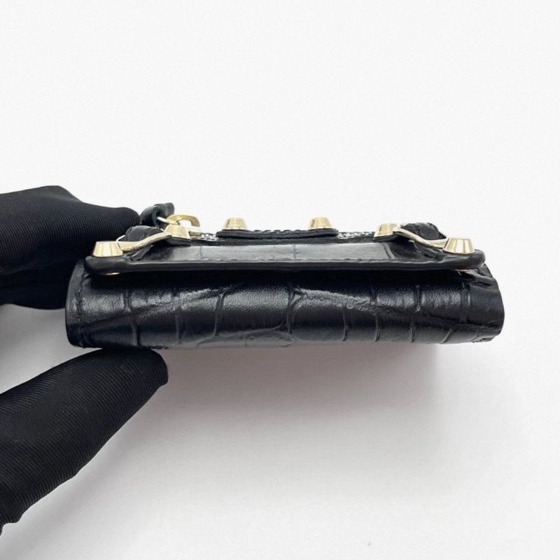 BALENCIAGA黑金機車短款按扣折疊卡包9.5*6.5*2 99新配件塵袋-2