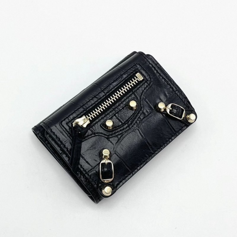 BALENCIAGA黑金機車短款按扣折疊卡包9.5*6.5*2 99新配件塵袋-4