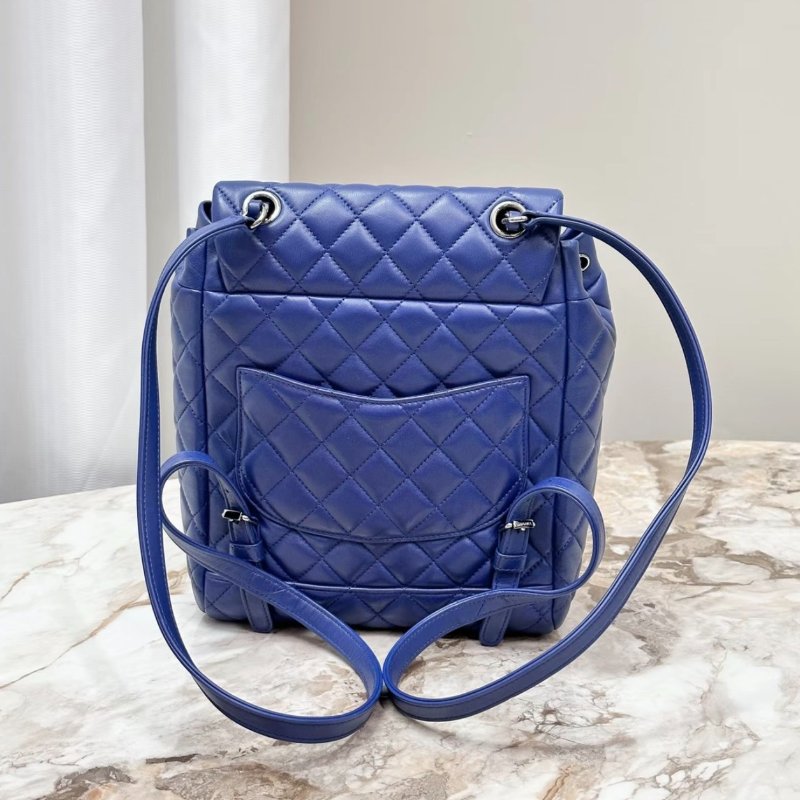 CHANEL藍色銀扣薩爾茨堡後背包19*22*12 99新配件盒子塵袋保卡-1