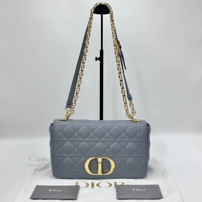 DIOR雲霧藍金扣Caro中號肩背斜背包25*15*9 98新配件塵袋-0