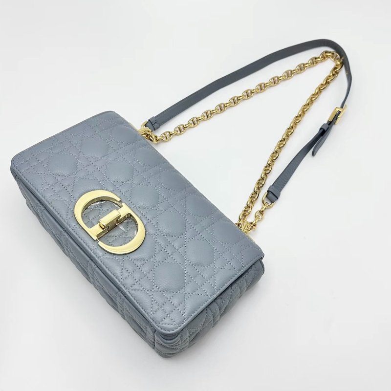 DIOR雲霧藍金扣Caro中號肩背斜背包25*15*9 98新配件塵袋-3