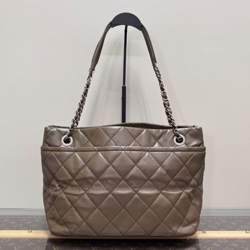 CHANEL/棕色銀扣雙C 手提肩背包32*25*15 98新配件塵袋-1